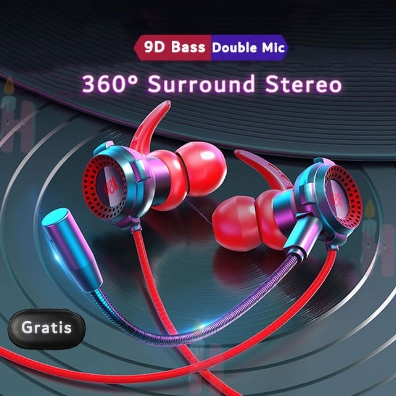 PALING LARISSS 98K HEADSET GAMING WITH MICROPHONE WIRED EARPHONE 9D BASS ORIGINAL WATERPROOF HEADPHO