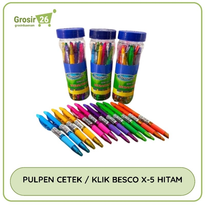 

(1 box) pulpen / pena / pen / bolpen cetek klik besco x-5 hitam