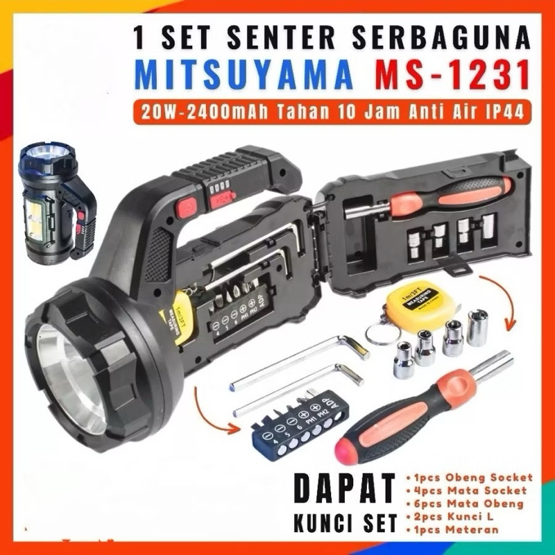 MS-1231 SENTER JUMBO SENTER TANGAN MULTIFUNGSI DILENGKAPI PERKAKAS SENTER TANGAN MITSUYAMA