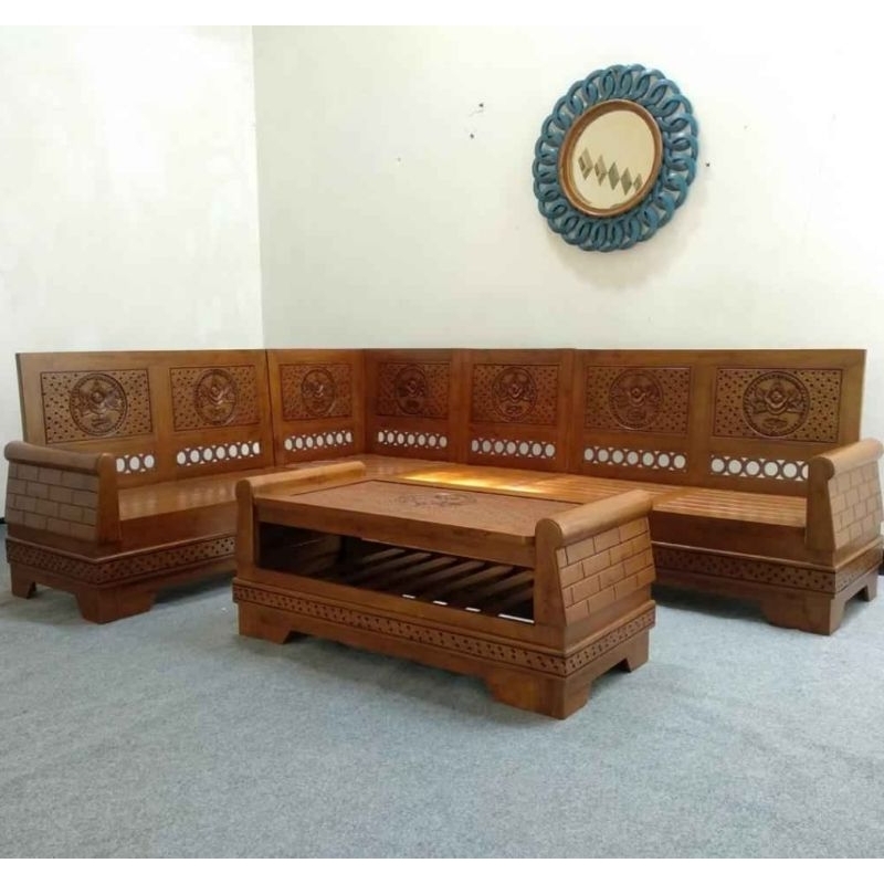 KURSI TAMU SUDUT UKIR PIRAMID KAYU JATI TUA | KURSI TAMU SUDUT MINIMALIS KURSI TAMU MINIMALIS FURNIT