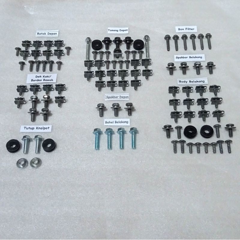 Baut Full Set Cover Bodi Body Yamaha Mio M3 125 / Baut Lengkap Cover Body Bodi Yamaha Mio M3 125 Ful