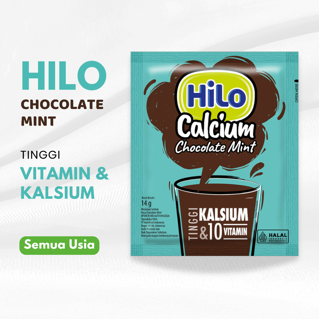 

HiLo Chocolate Mint 1 Sachet/Saset/Pcs - Minuman Serbuk Tinggi Vitamin & Kalsium