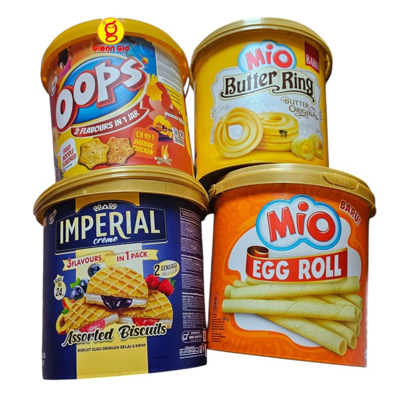 

Biskuit Ember Mio Butter Rings / Mio Egg Roll / Imperial Creme / Oops