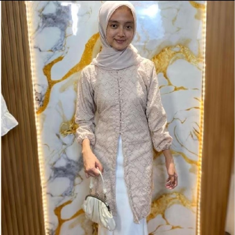 CHEA Tunik katun bordir (KATBOL)/tunik kondangan/atasan wanita katun bolong