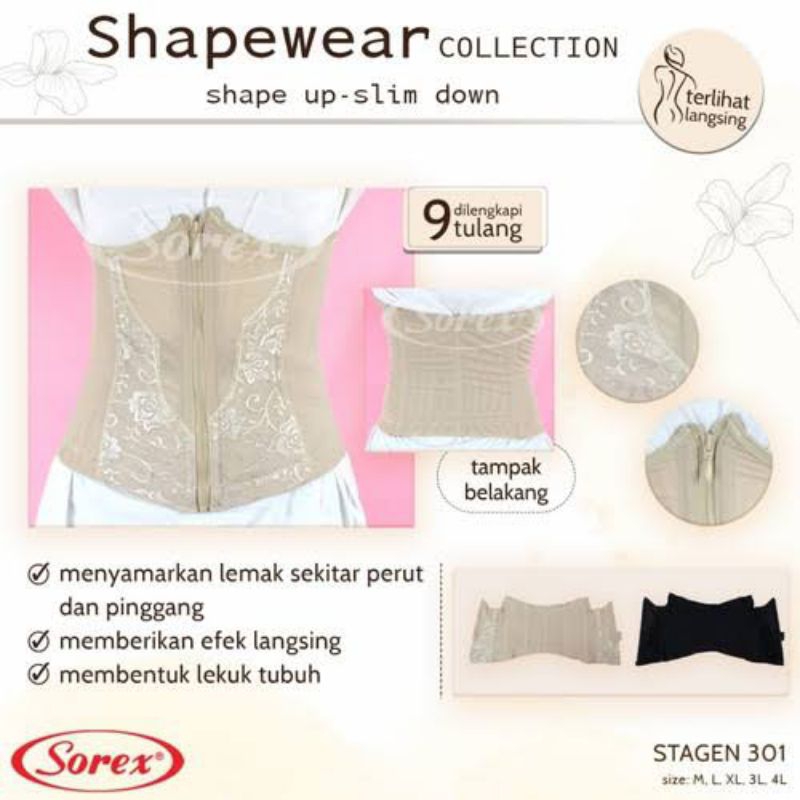stagen/korset/penyangga/sorex/301/pelangsing/badan