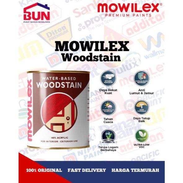 Mowilex Woodstain Cat Pelapis Kayu Premium 1Kg // Berbasis Air Untuk Interior Murah