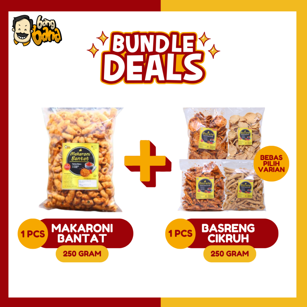 

Paket Bundling Hemat Basreng Cikruh Makaroni Bantat Pedas Kemasan 250 Gram