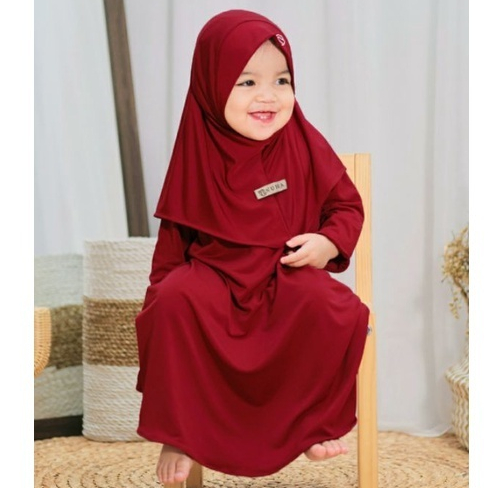 Aiska Hijab Gamis Set Hijab Jilbab Polos Baju Muslim Anak Bayi Perempuan Cewek Umur Newborn 0 Bulan 
