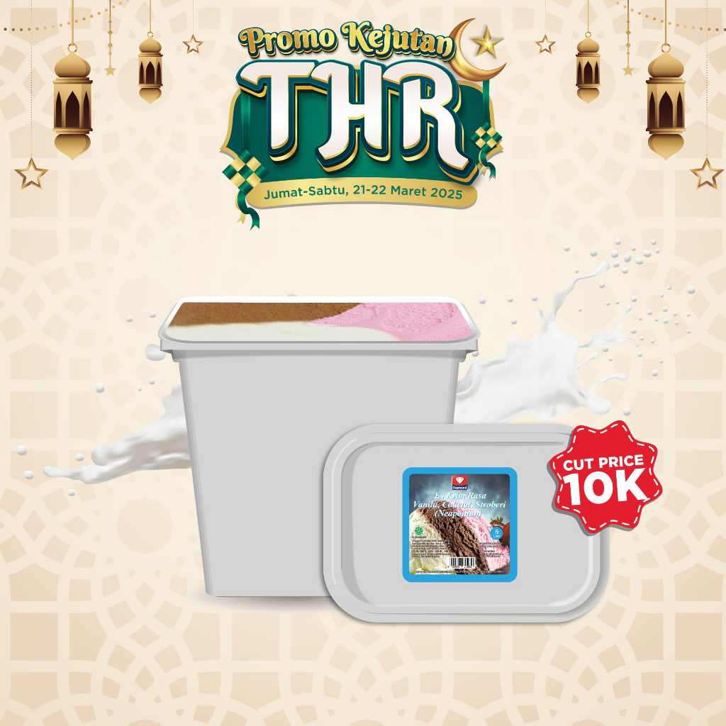 

PROMO ICECREAM 8 LT NEAPOLITAN DAPAT POTONGAN HARGA 10K