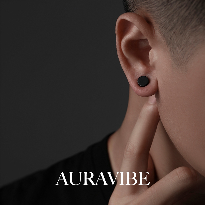 AURAVIBE Jepitan telinga magnet pria tanpa tindik dengan daya hisap magnet yang tidak mudah lepas