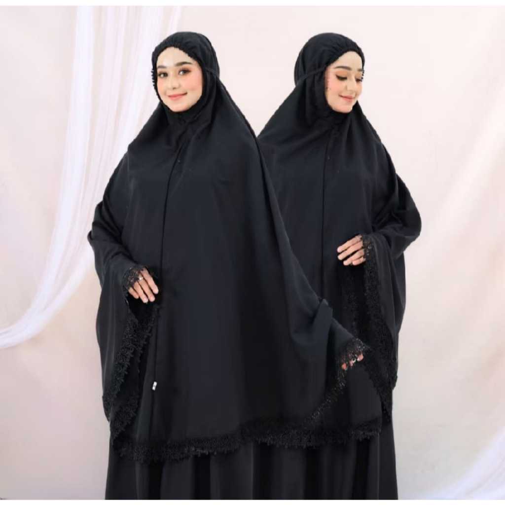 Mukena Hitam Polos Katun Micro Premium FREE TAS / Mukena Dewasa Travel