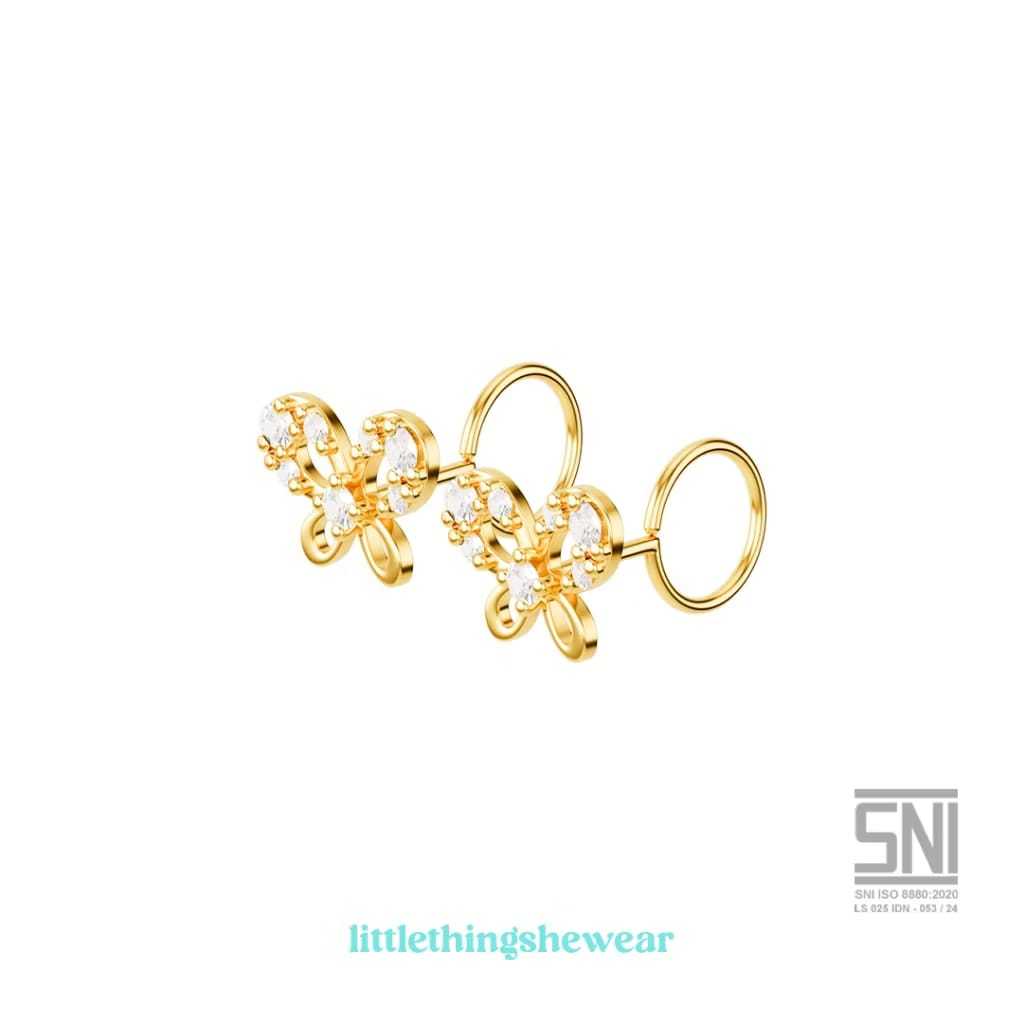 LITTLETHINGSHEWEAR - Anting Emas Anak Rosie Swarovski - Anting Loop End (Anting Toge)