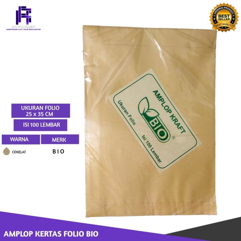 

Amplop Kertas Cokelat Folio BIO 1 Pak Isi 100 Lembar