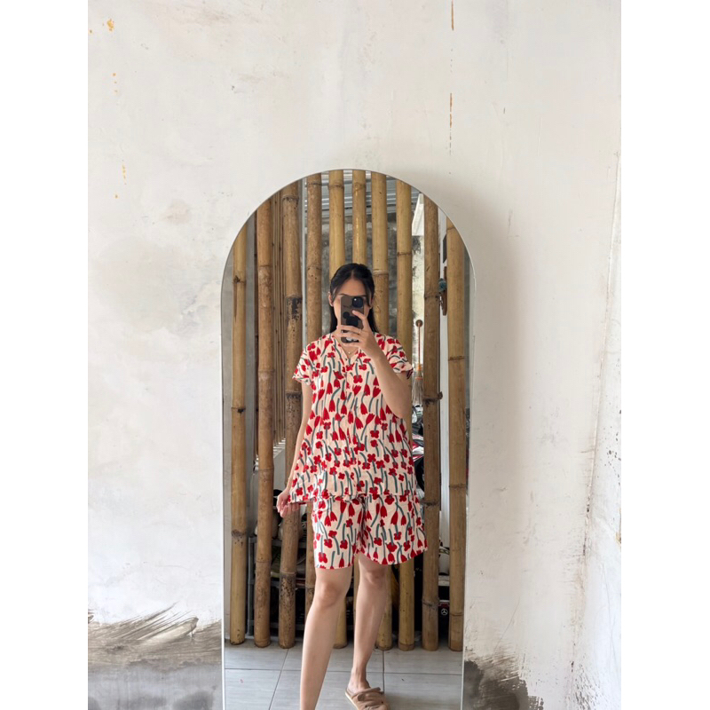 setelan babydoll rayon pendek setelan rayon homedress piyama rayon yukensi