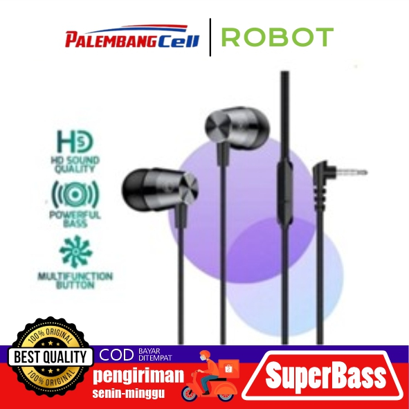 Headset ROBOT RE101S headset earphone handsfree ROBOT ORIGINAL white/black