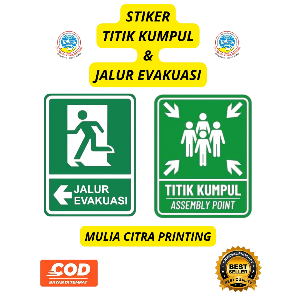 

CETAK STIKER TITIK KUMPUL / JALUR EVAKUASI STIKER VINYL INDOOR
