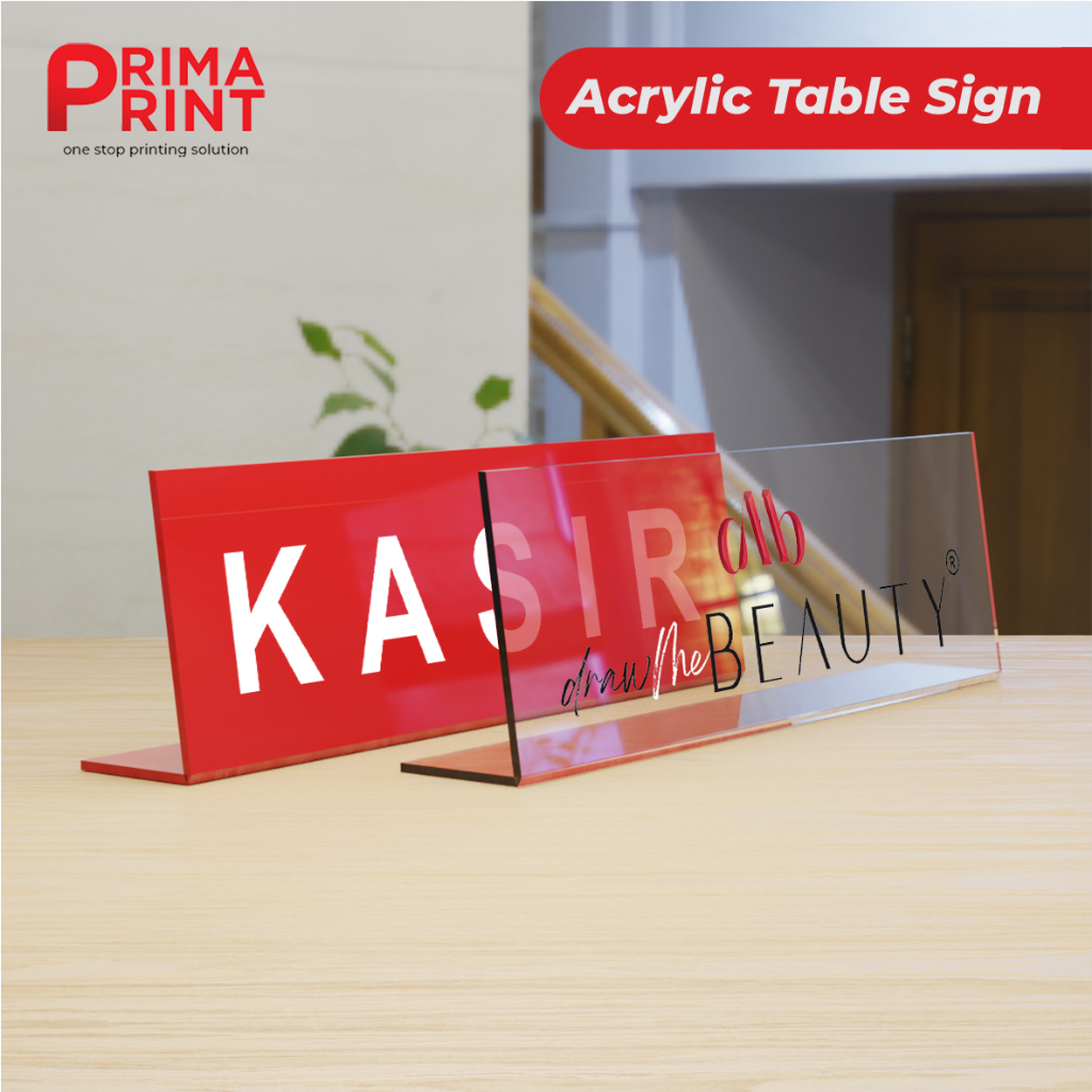

Papan Meja Kasir Akrilik Tekuk Premium I Akrilik Stand Cashier - Table Sign Custom Pint UV