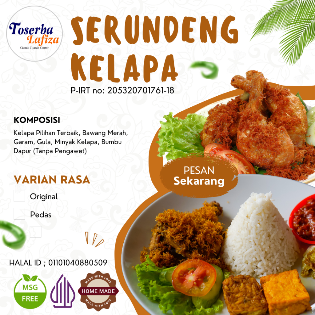 

RK60 Serundeng Kelapa PEDAS 200g Kemasan praktis - Serundeng khas daerah ciamis