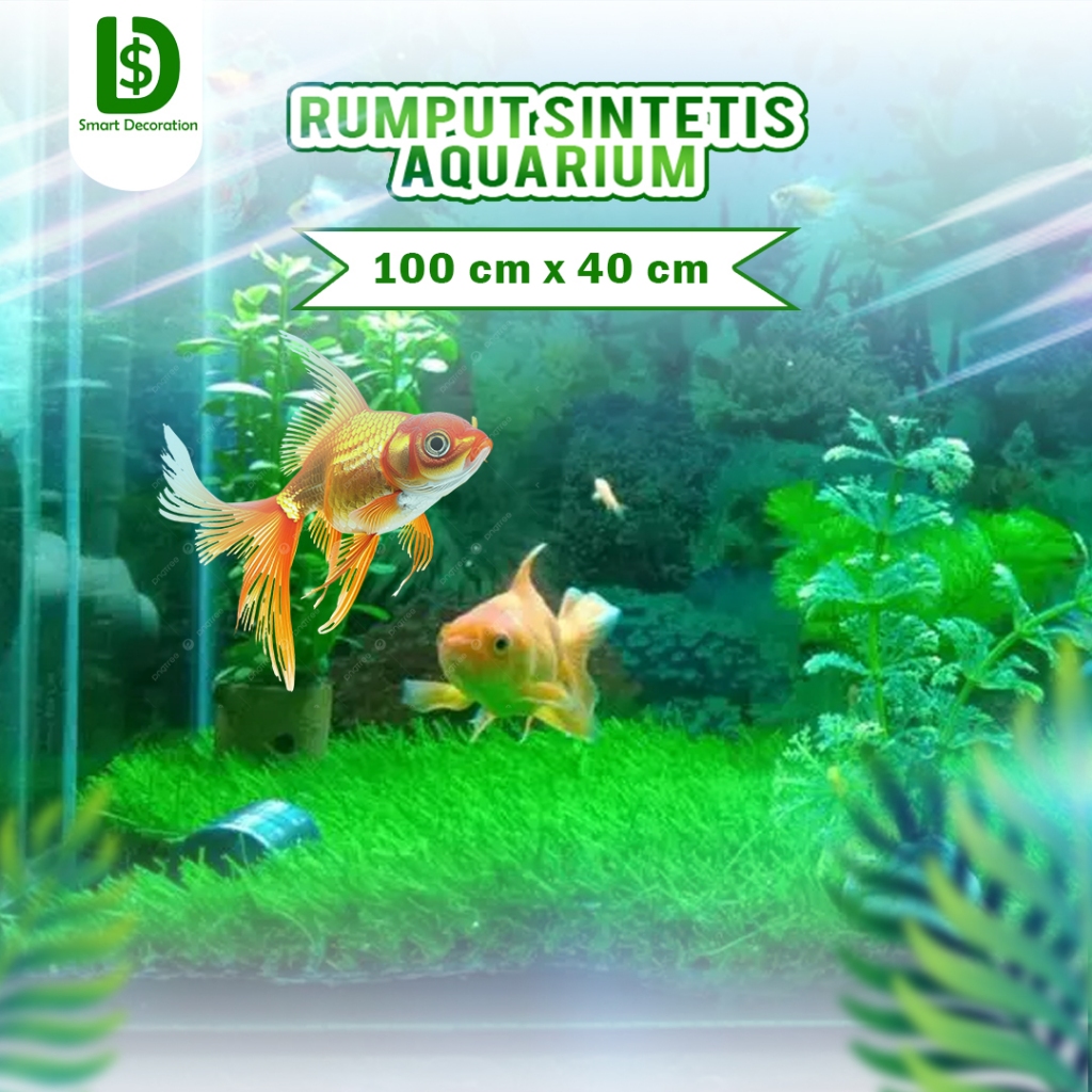 Karpet Rumput Murah Aksesoris Rumput Sintetis Aquarium 100x40 cm