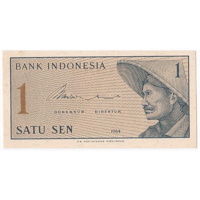 Uang Kuno Uang Lama Satu 1 Sen Kertas Seri Sukarelawan Tahun 1964 Hobi Koleksi Numismatik