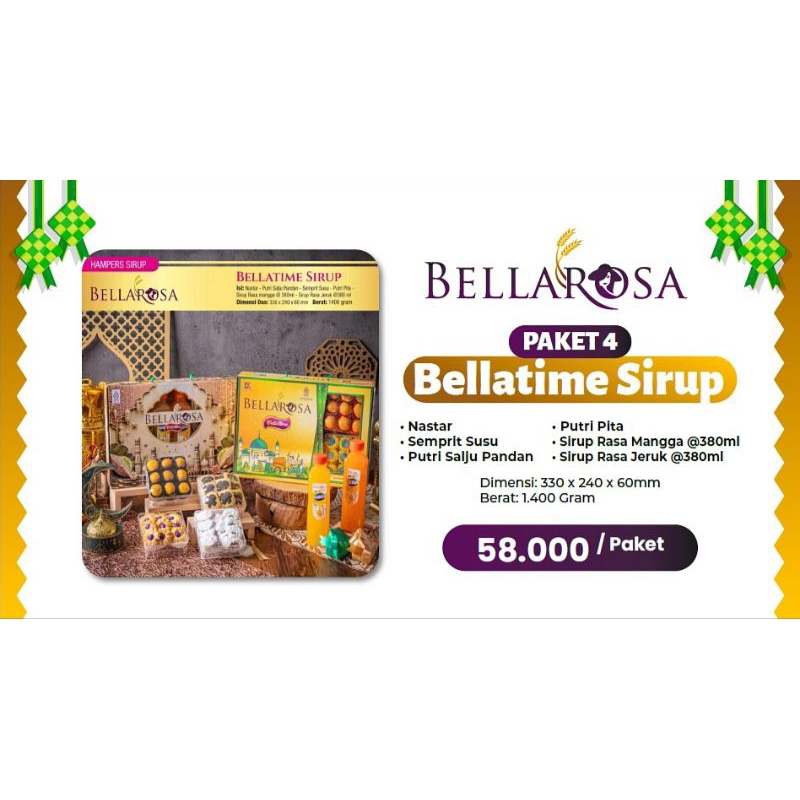 

Kue Bellarosa paket 4 Bellatome sirup |Kue kering