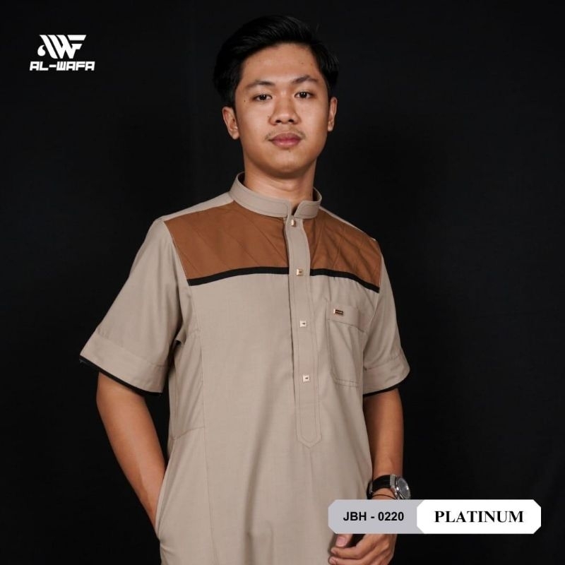 Jubah Gamis Pria Al-Wafa Platinum 0220 Lengan Pendek Kombinasi