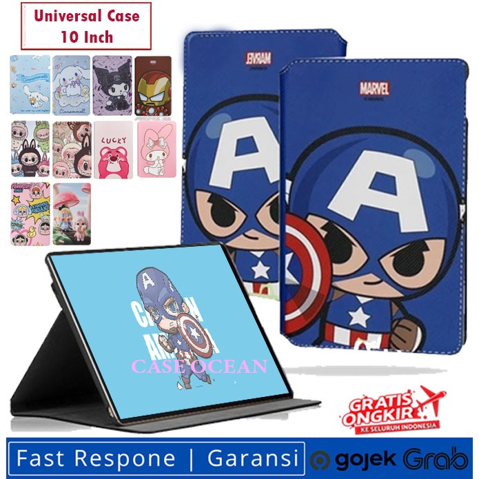 Evercoss ETab 10 Prime X9 10.1 Inch Flip Leather Case Casing Book Smart Cover Captain Amerika Iron D
