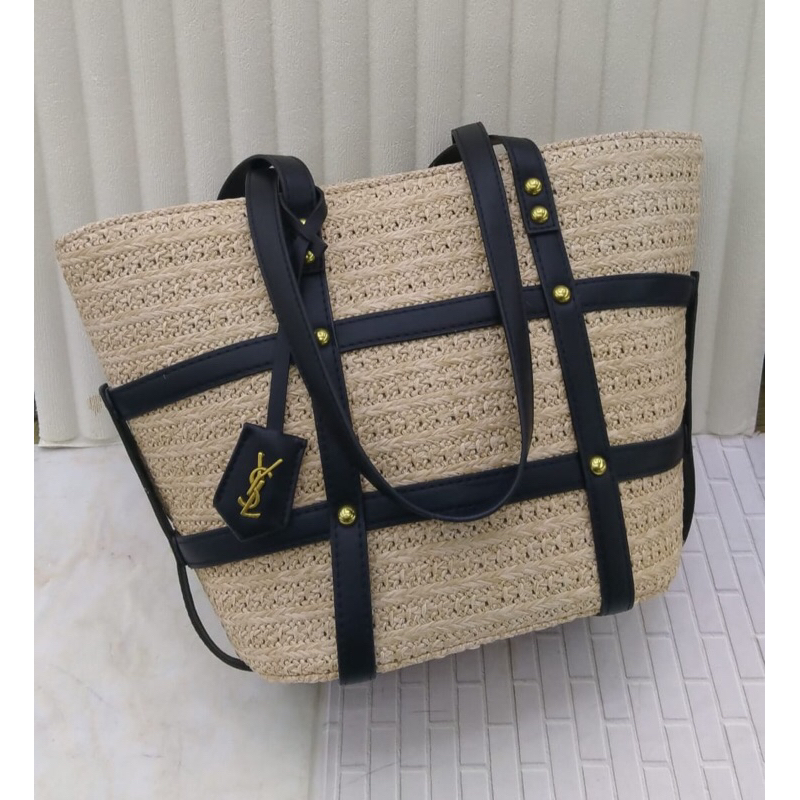 YSL raffia TOTE bag import, tas selempang dan bahu wanita, top handle bag premium quality