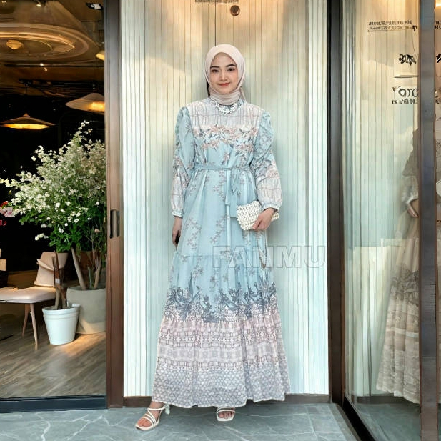 FANMU Gamis Pesta Mewah Elegan Wanita/Dress Muslim Terbaru