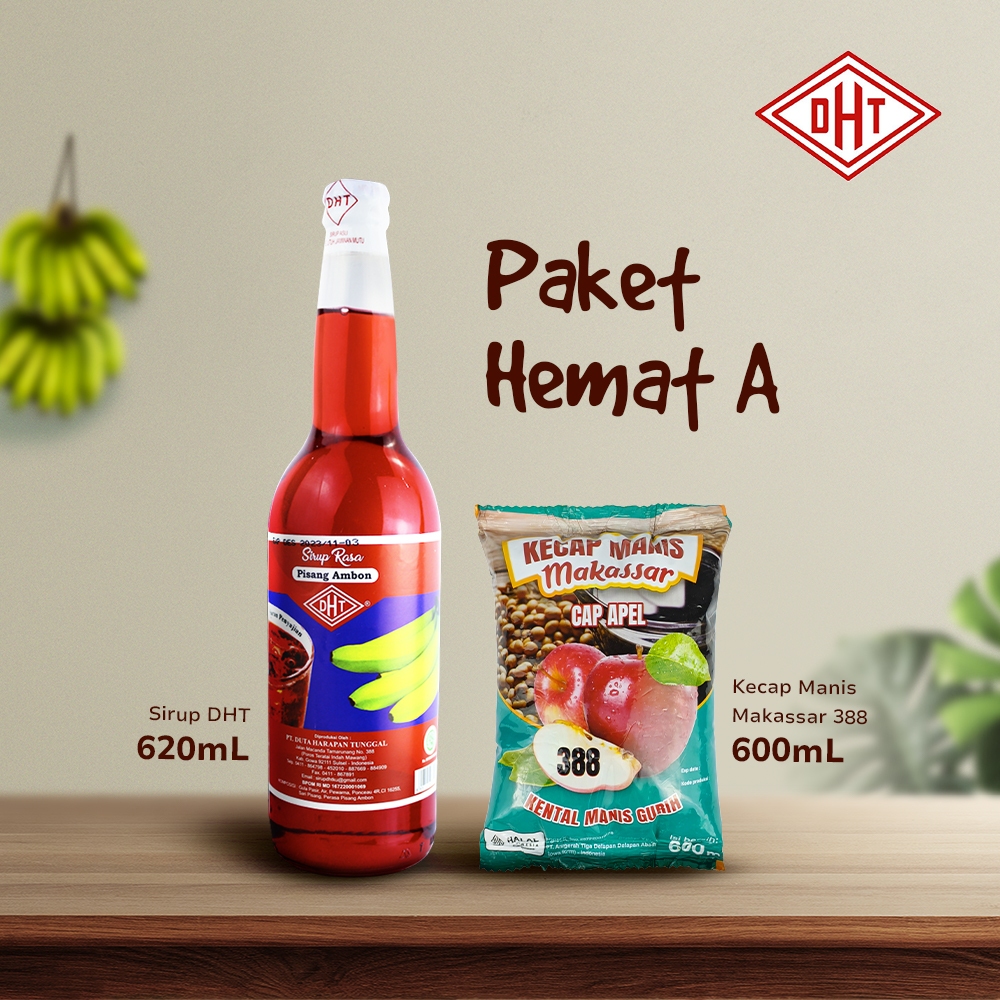 

DHT Special Bundle - Sirup DHT Rasa Pisang Ambon 620ml (1Pc) + Kecap Manis Cap Apel 388 600ml (1Pc)