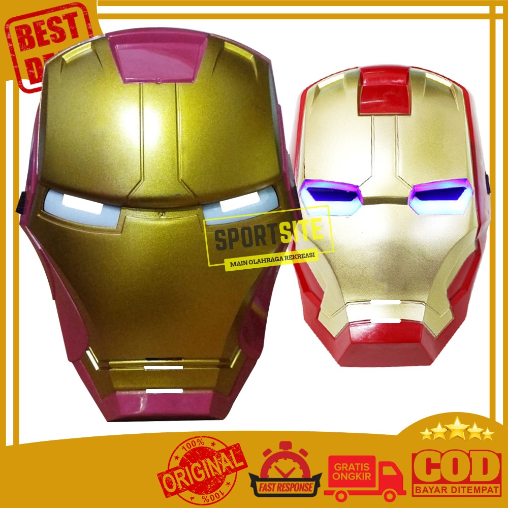 Topeng Iron Man Marvels Superhero IronMan LED Mask Topeng Mainan Anak Nyala