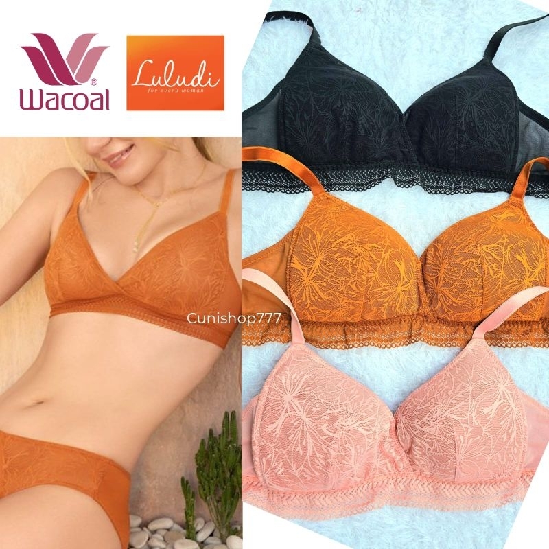 BRA LULUDI by WACOAL SIMPLY FULL CUP LB 4879 K20B BH TANPA KAWAT ADA BUSA WANITA RENDA LACE BRUKAT L
