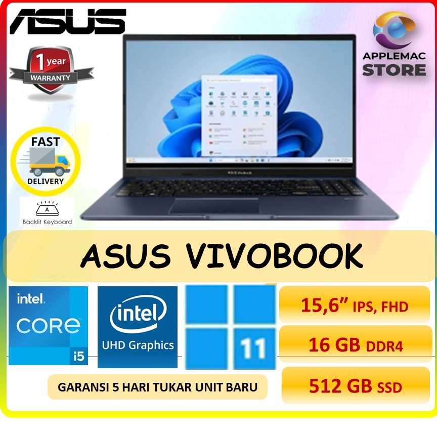 LAPTOP BARU ASUS VIVOBOOK F1502ZA TOUCH I7 1255 16GB 512GB W11 15.6FHD IPS