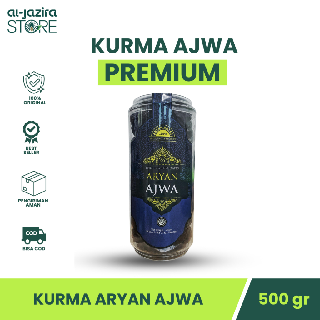 

Aryan Ajwa Kurma Ajwa Premium 500gr Kurma Nabi Jumbo High Quality