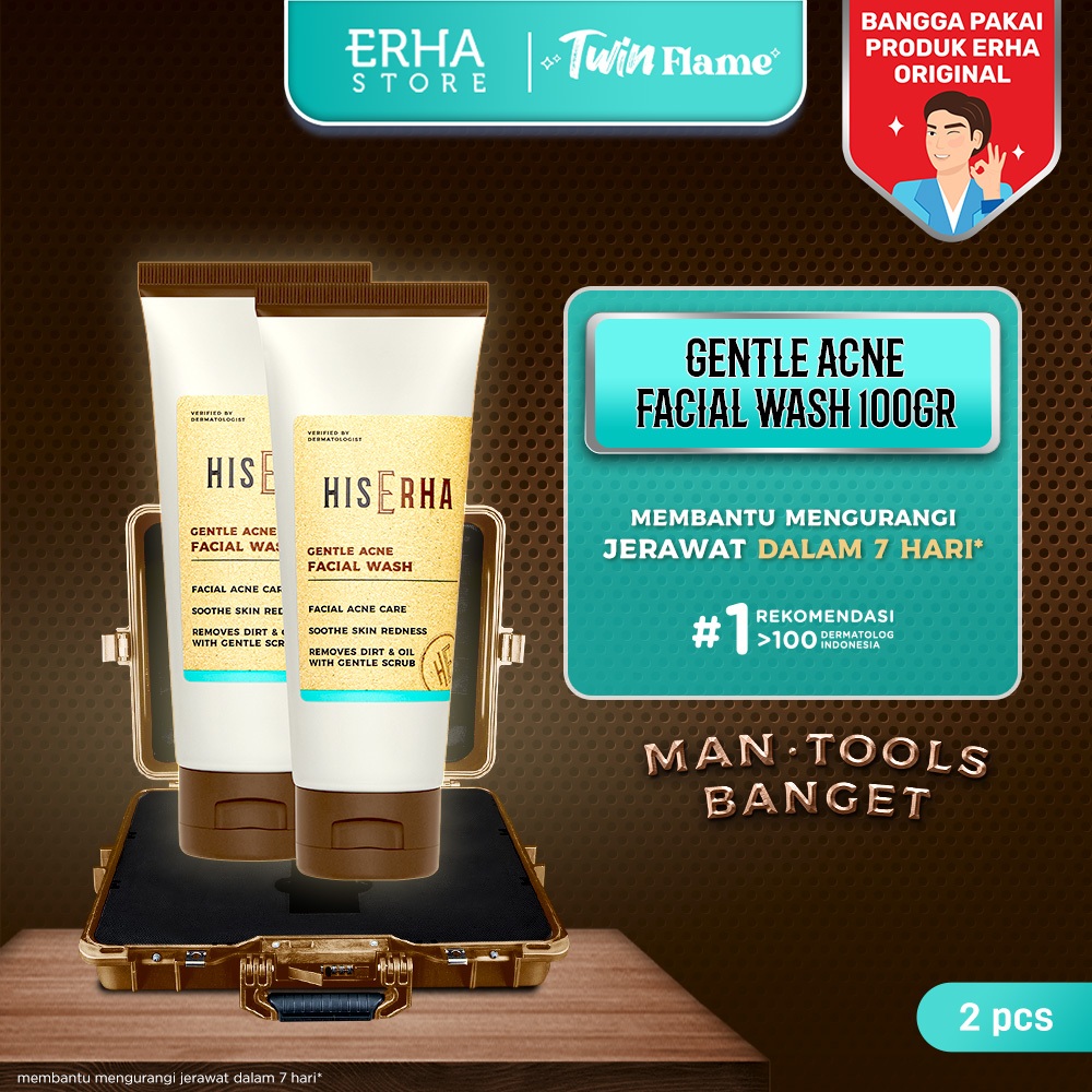 HIS ERHA Twin Flame Gentle Acne Facial Wash 100g - Sabun Muka Jerawat Pria