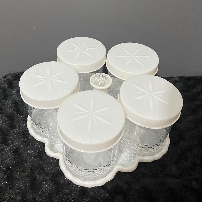 Toples Kue / Toples Snack / Toples / Toples Set Toples Kristal 5 Set Toples Nampan - Toples Kue