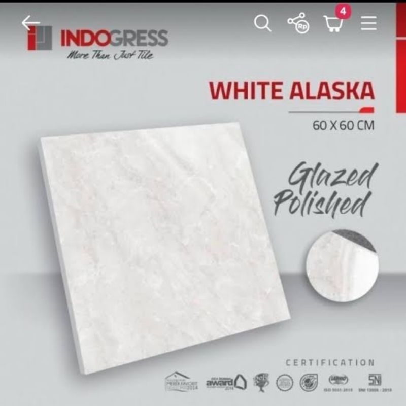 granit lantai 60x60cm white alaska indogress kw economy