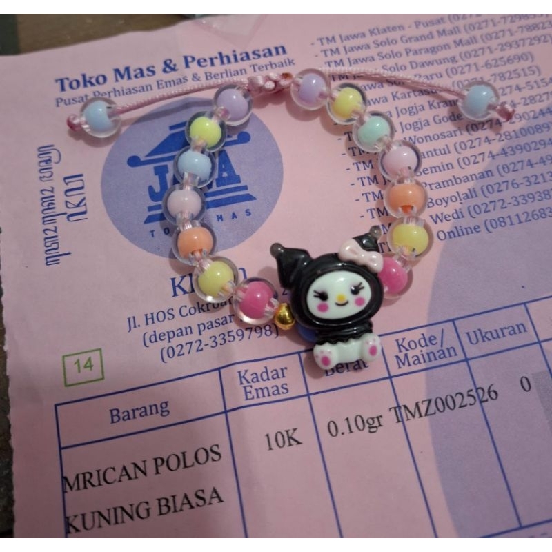 Gelang Tali Anak Rainbow Sanrio dior 0,1gram Semar jawa