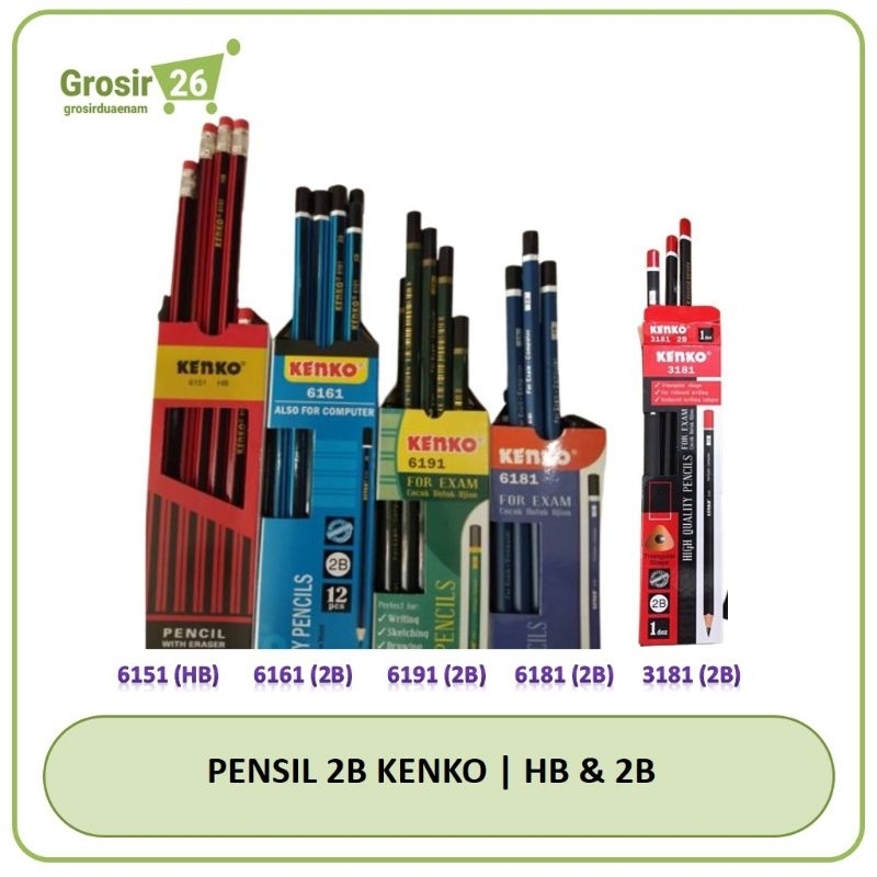 

(1 box) pensil pencil kayu 2b hb kenko 6151 | 6191 | 6181 | 6161 | 3181