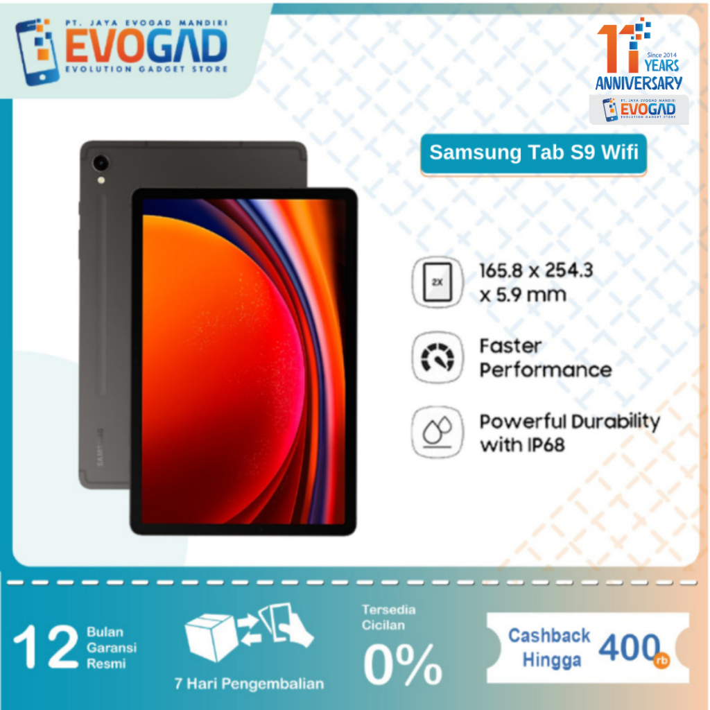 Samsung Galaxy Tab S9 Wifi | 11 inch Dynamic AMOLED 2X Android 13 | Garansi Resmi SEIN 1 Tahun