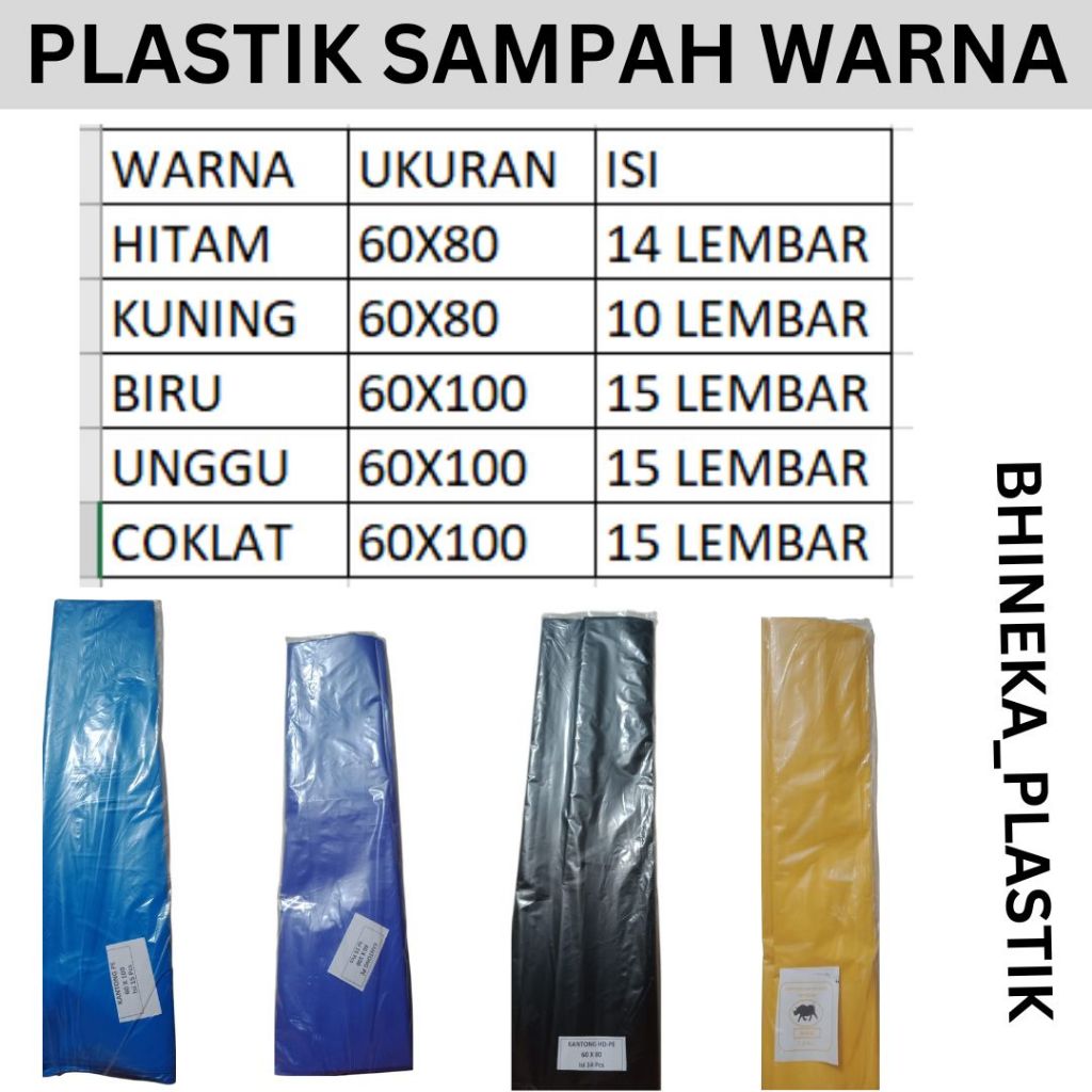 Kantong plastik sampah warna 60x80 / 60x100 / 90x120, trans bag, sampah medis, plastik sampah