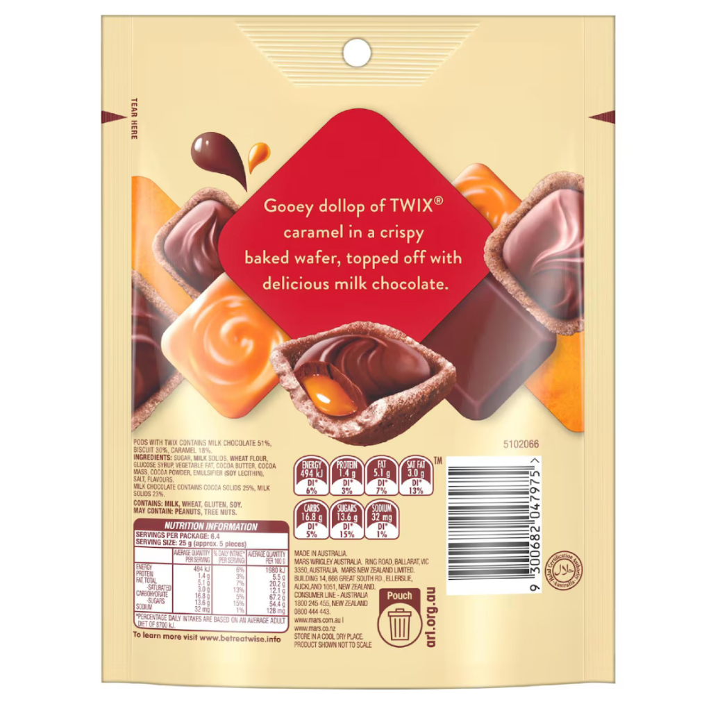 

RB PODS MARS - TWIX - SNICKERS 160 GR CHOCOLATE WAFER SNACK AUSTRALIA