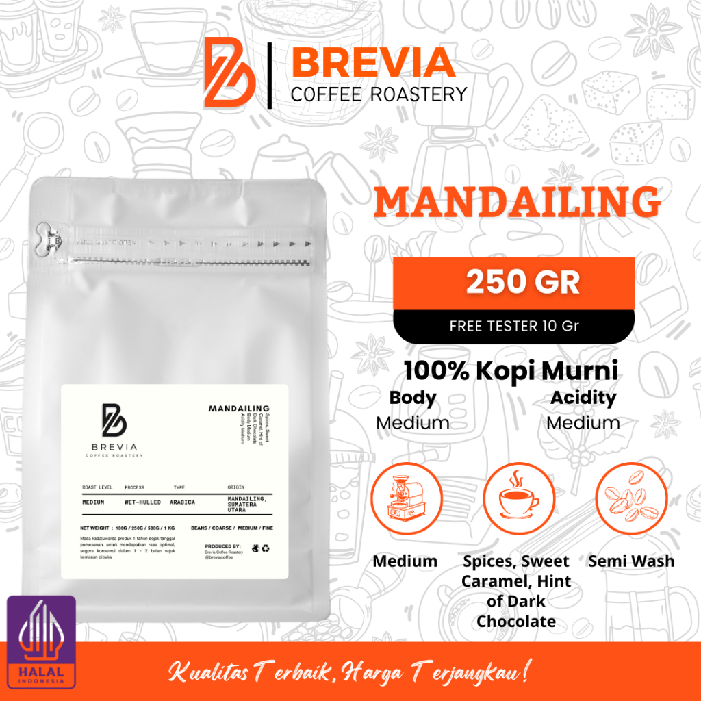 

Kopi Arabika Mandailing 250gr Bubuk Murni Biji Premium Coffee Beans Arabica Single Origin Espresso