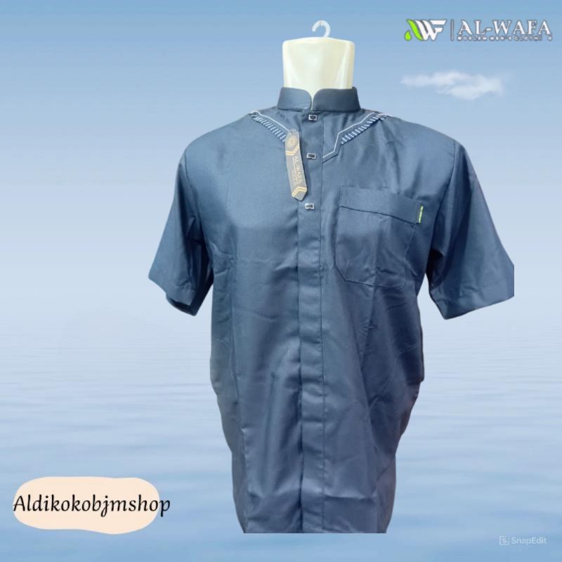 Al-Wafa Baju Koko Pria Warna Kancing Klip Thailand Premium Lengan Pendek Baju Muslim Alwafa Koko Alw