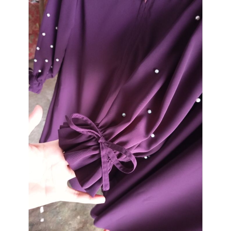 gamis payet mutiara, abaya payet, abaya mutiara