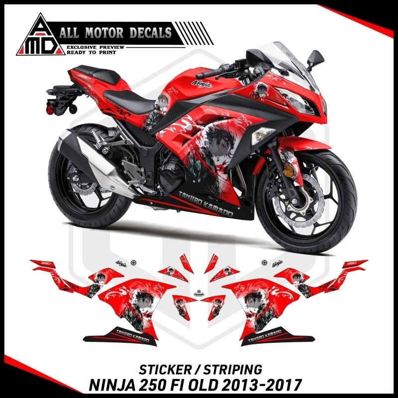 STRIPING SEMIFULL NINJA 250 FI OLD LIVERI ANIME TANJIRO KAMADO / STICKER KAWASAKI NINJA FI 250 / DEC