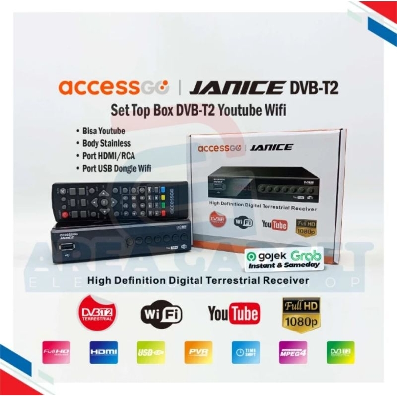 Set Top Box TV Janice STB DVB-T2 dengan Fitur Smart Digital Satellite TV Box Receiver 1080P DVB-T2 -