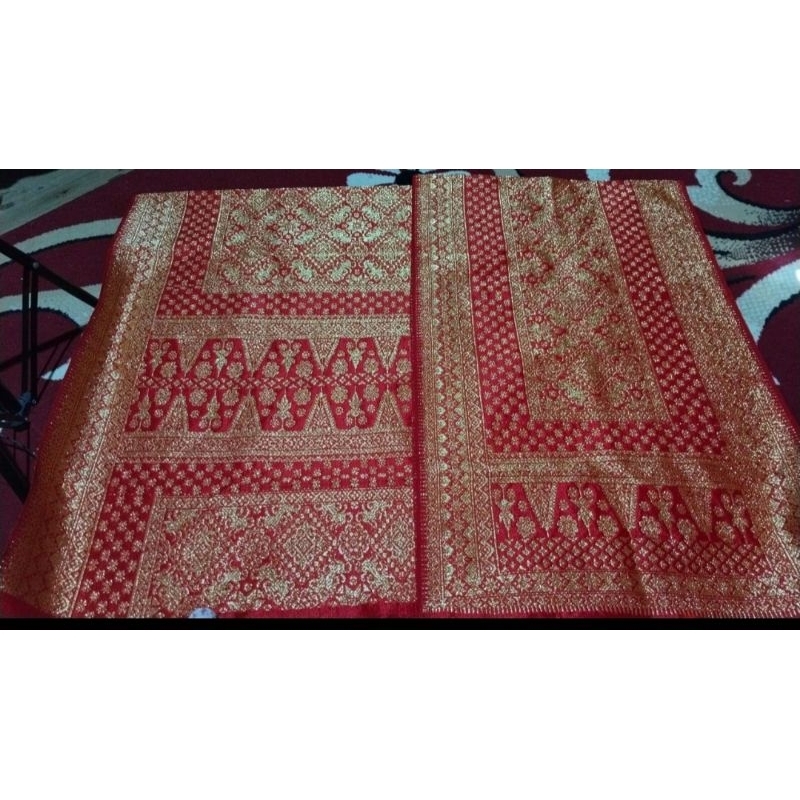 songket tenun lepus merah cabe gold/songket palembang asli tenun tangan
