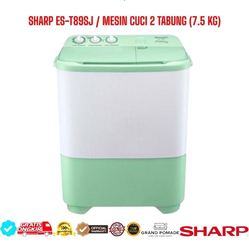 MESIN CUCI 2 TABUNG SHARP ES-T89SJ 7.5 KG