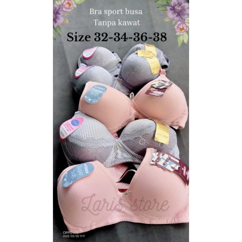 {3 PCS} BRA/BH sport remaja atau dewasa spons busa tanpa kawat kait 2